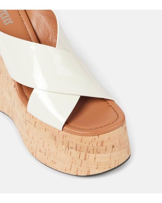 Paris Texas Brown Mara 135 Patent Leather Platform Sandals