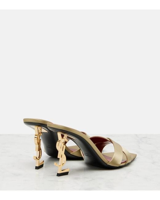 Saint Laurent Pink Opyum Crepe Satin Mules