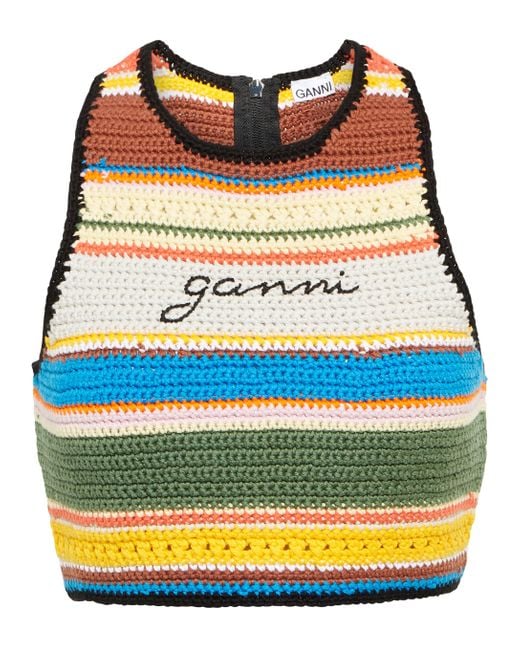 Ganni Multicolor Crochet Bikini Top