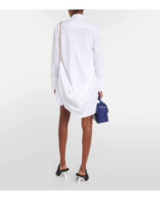 Loewe White Verziertes Hemdblusenkleid aus Baumwollpopeline