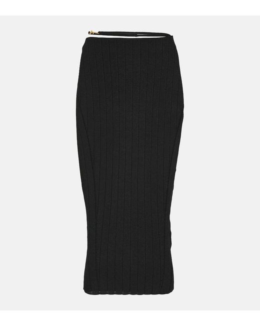 Jacquemus Black La Jupe Pralu Ribbed-knit Midi Skirt