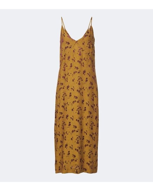 Dries Van Noten Metallic Floral Jacquard Satin Slip Dress