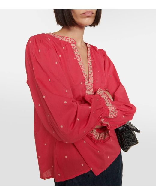 Velvet Pink Besticktes Top Ania Aus Baumwolle