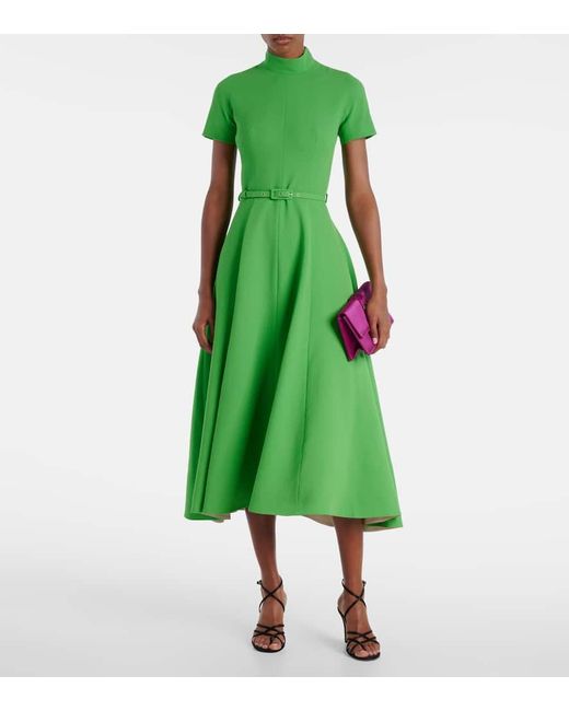 Emilia Wickstead Green Midikleid Camilla Aus Wolle