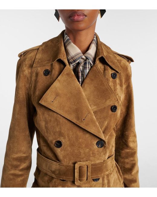 Saint Laurent Brown Suede Trench Coat
