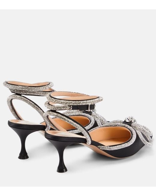 Mach & Mach Metallic Double Bow 65 Embellished Satin Pumps