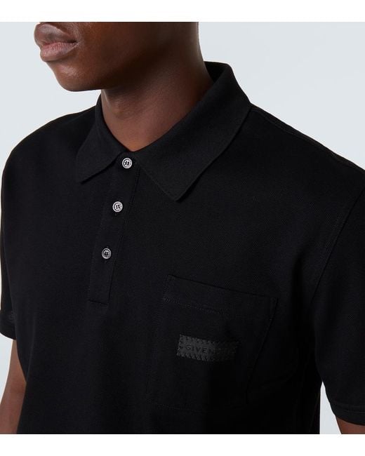 Polo De Pique De Algodon Con Logo Givenchy de hombre de color Black