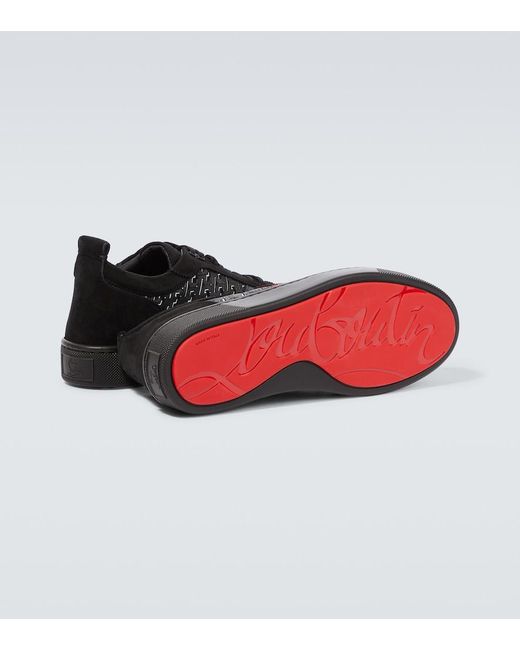 Christian Louboutin Black Rantulow Orlato Coated Canvas & Suede Sneaker for men