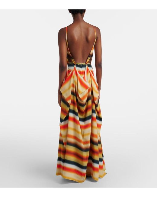 Loewe Metallic Paula's Ibiza Striped Silk Maxi Dress