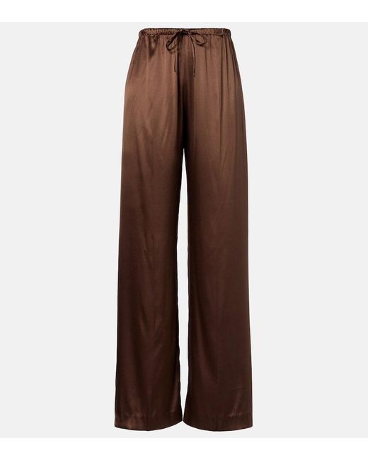Dries Van Noten Brown Mid-Rise Silk-Blend Straight Pants
