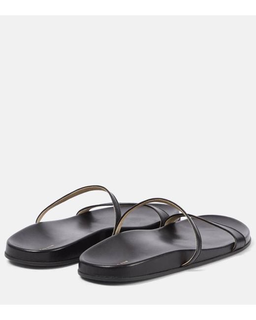 The Row Black Sandalen Hugh Aus Leder