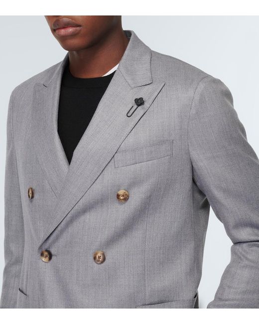 Lardini Gray Cashmere And Silk-blend Blazer for men