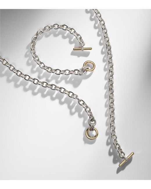 David Yurman White Dy Mercer Sterling And 18Kt Chain Necklace With Diamonds