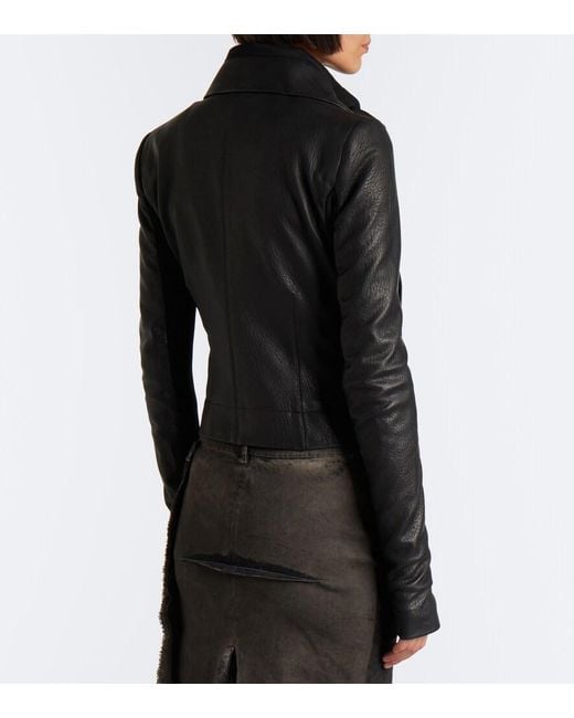 Rick Owens Black Leather Biker Jacket