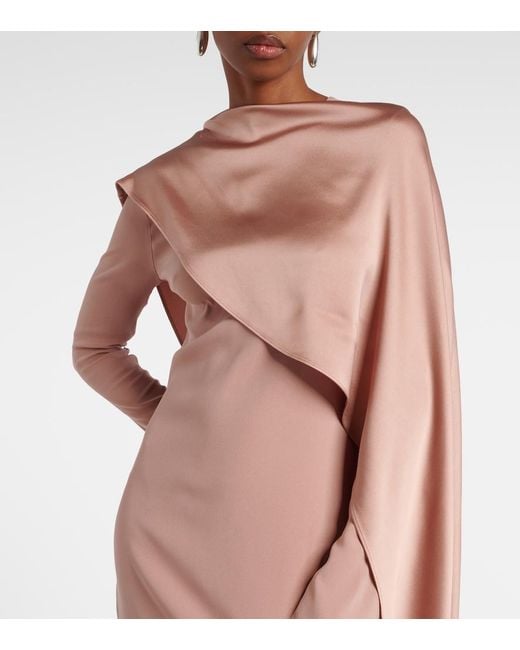 ‎Taller Marmo Pink Mounia Caped Crepe Cady Gown