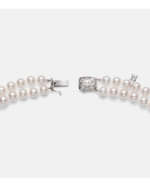 Mikimoto Metallic Halskette Aus Akoyaperlen Mit 18Kt Weissgold Und Saphiren