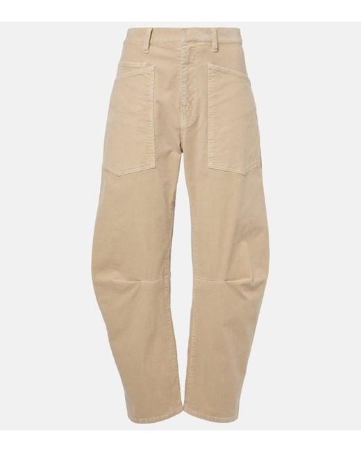 Nili Lotan Natural Shon Mid-Rise Corduroy Tapered Pants