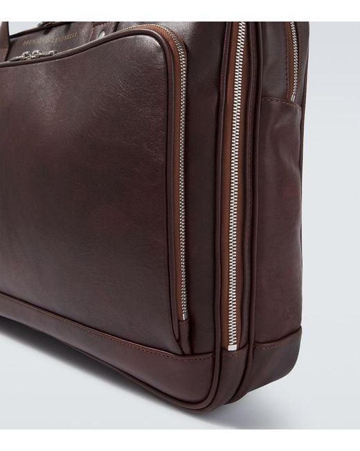 Brunello Cucinelli Brown Leather Briefcase for men