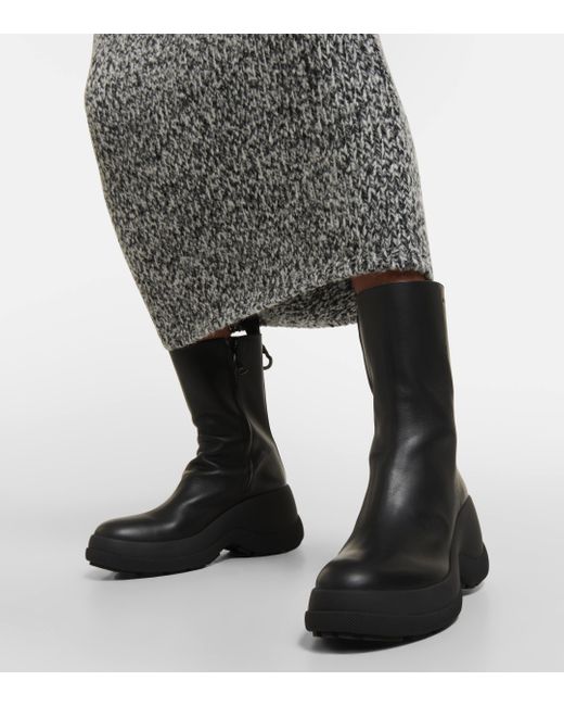Moncler Black Resile Leather Ankle Boots