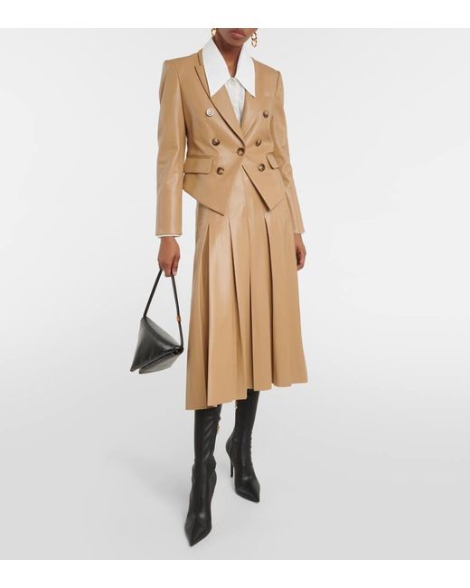 Veronica Beard Natural Cooke Single-Breasted Faux Leather Jacket