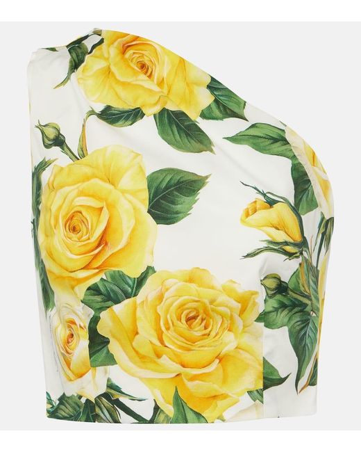 Dolce & Gabbana Yellow Floral One-shoulder Top
