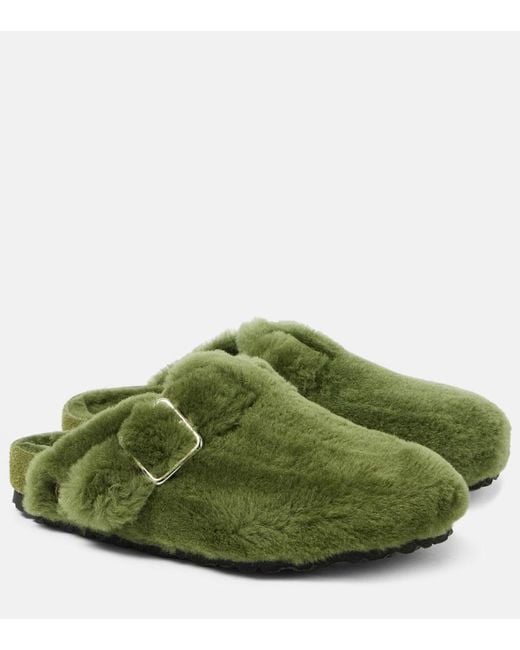 Birkenstock Green Boston Shearling Clogs