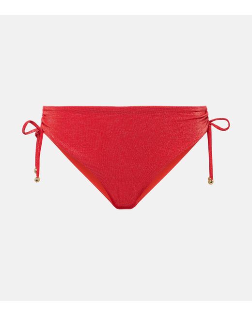 Max Mara Red Ruched Lurex® Bikini Bottoms