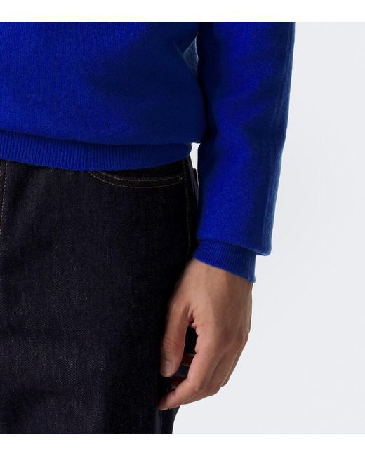Kiton Blue Cashmere Half-Zip Sweater for men