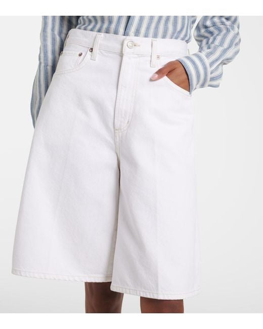 Agolde White Nolan Denim Bermuda Shorts