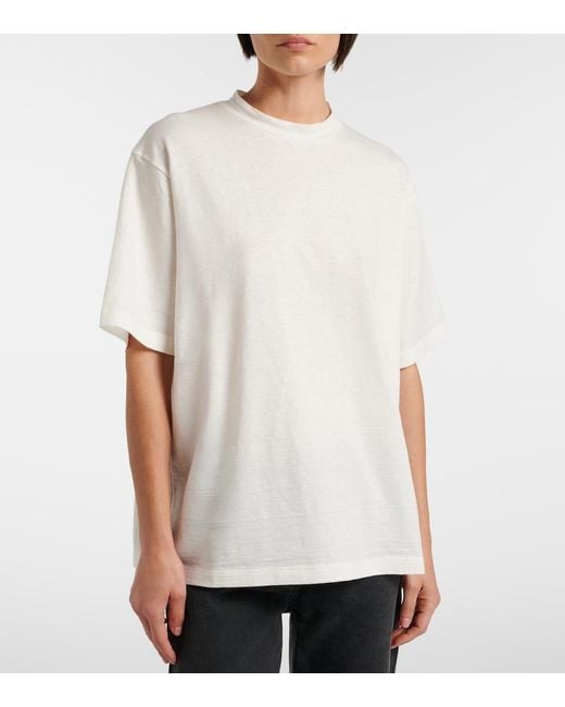 The Row White Estavo Oversized Linen-Blend T-Shirt