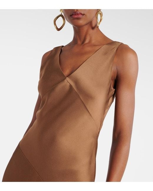 Max Mara Brown Pilly Satin Maxi Dress