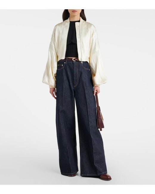 Sportmax Natural Zorro Cropped Bomber Jacket