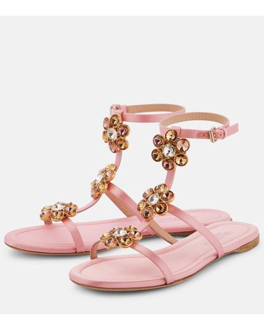 Giambattista Valli Pink Jaipur Embellished Satin Sandals