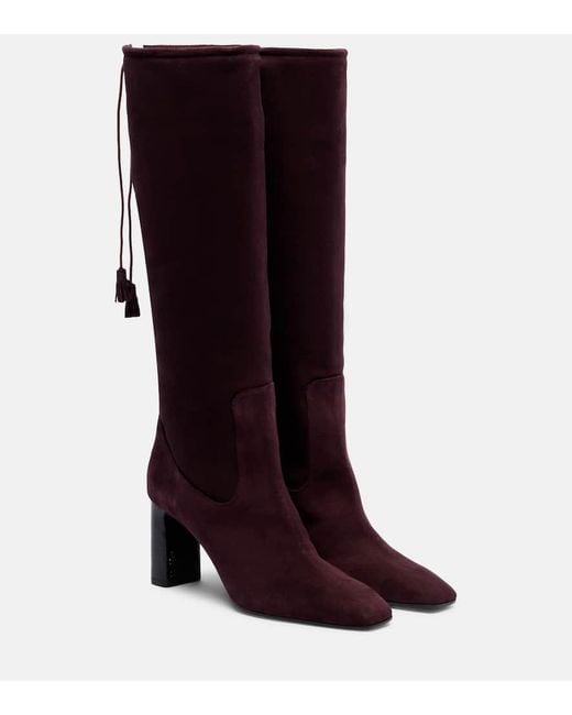 Max Mara Red 75 Suede Knee-High Boots