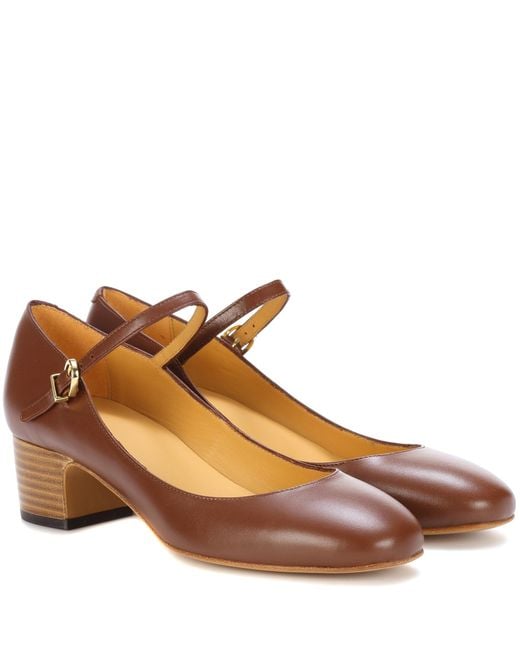 A.P.C. Brown Victoria Leather Mary Jane Pumps