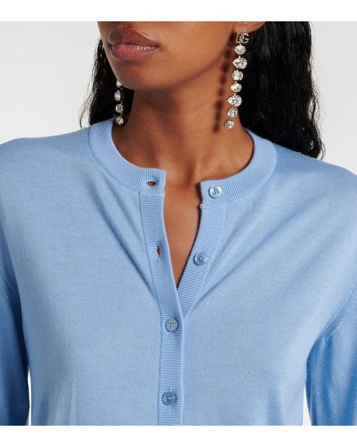 Dolce & Gabbana Blue Cardigan Dg Aus Kaschmir Und Seide