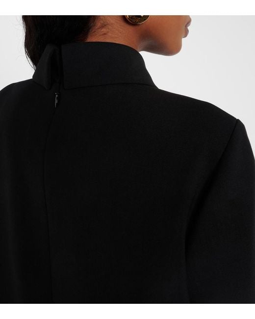 Carolina Herrera Black Embellished Wool-Blend Shift Dress