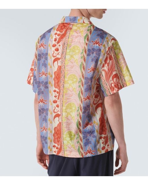 Etro Multicolor Printed Cotton Bowling Shirt for men