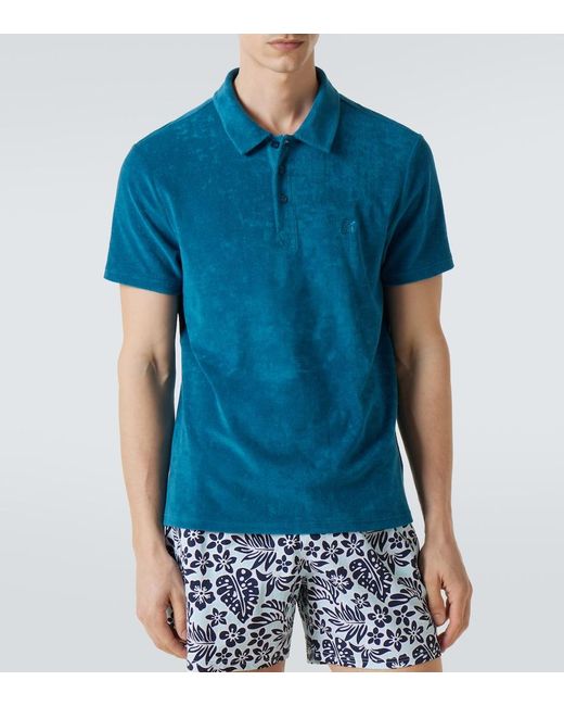 Vilebrequin Blue Cotton-Blend Terry Polo Shirt for men