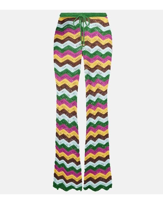 Bananhot Multicolor Kim Crochet Cotton-Blend Straight Pants