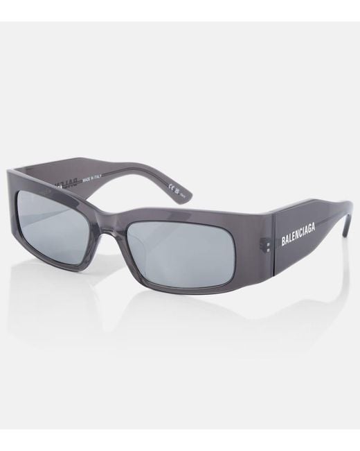 Balenciaga Gray Logo Rectangular Sunglasses