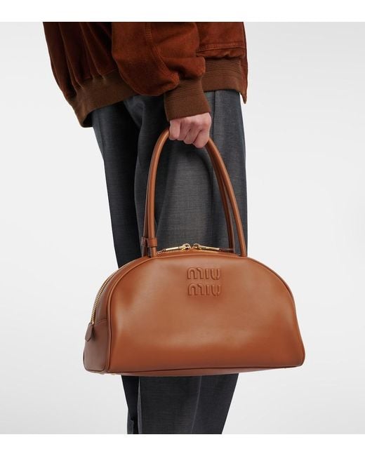 Miu Miu Brown Beau Large Leather Shoulder Bag