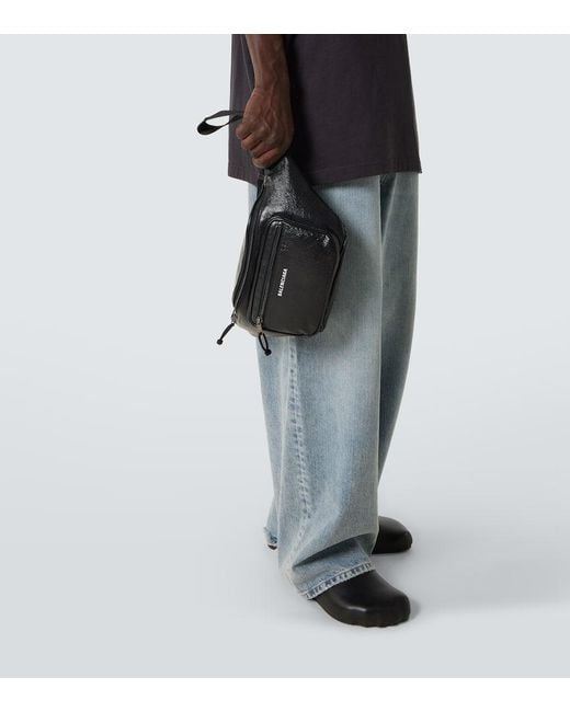 Rinonera Explorer De Piel Balenciaga de hombre de color Black