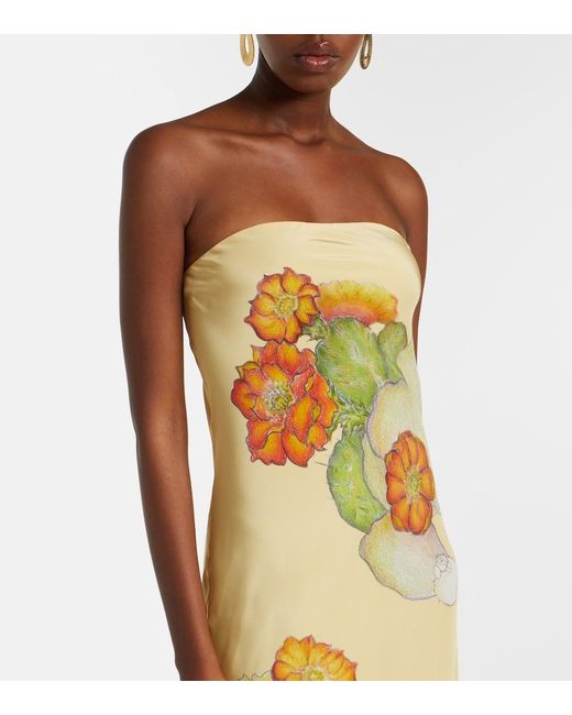 Rodarte Metallic Scarf-Detail Floral Silk Crepe Gown