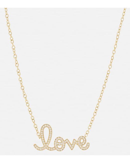 Collar Love de oro de 14 ct con diamantes Sydney Evan de color Metallic