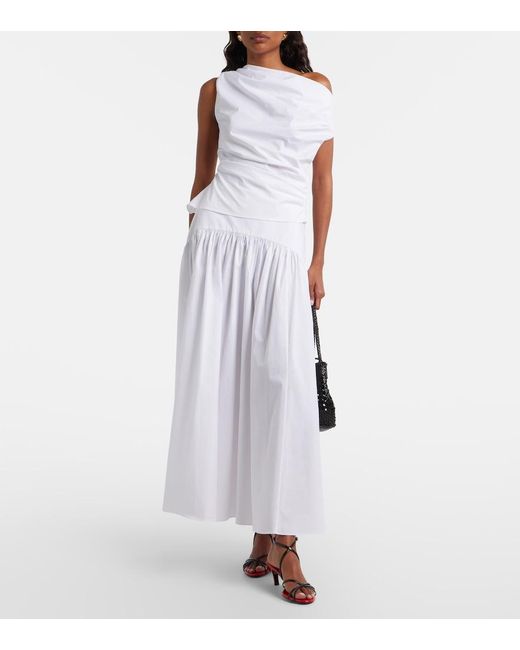 Staud White Phare Off-Shoulder Cotton Top