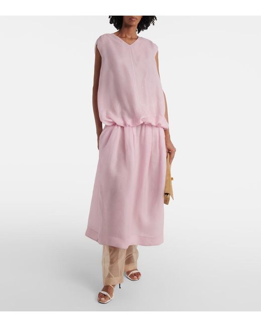 Khaite Natural Trenton Silk Organza Wide-Leg Pants