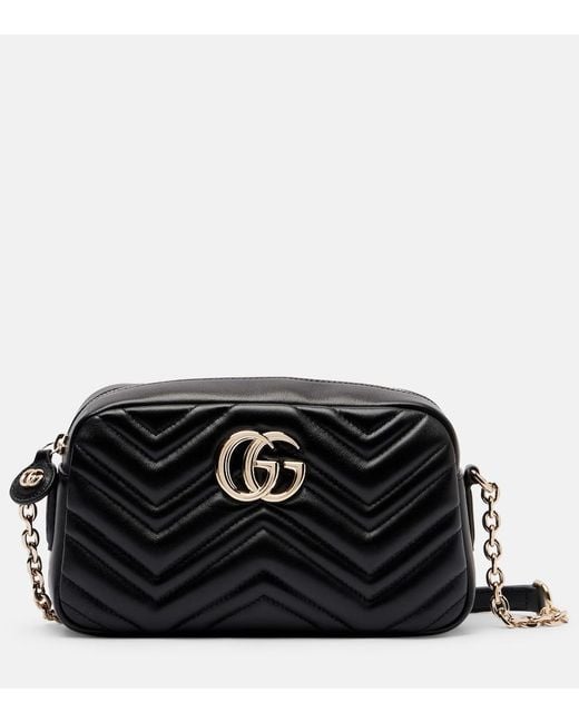 Gucci Black Gg Marmont Small Leather Crossbody Bag