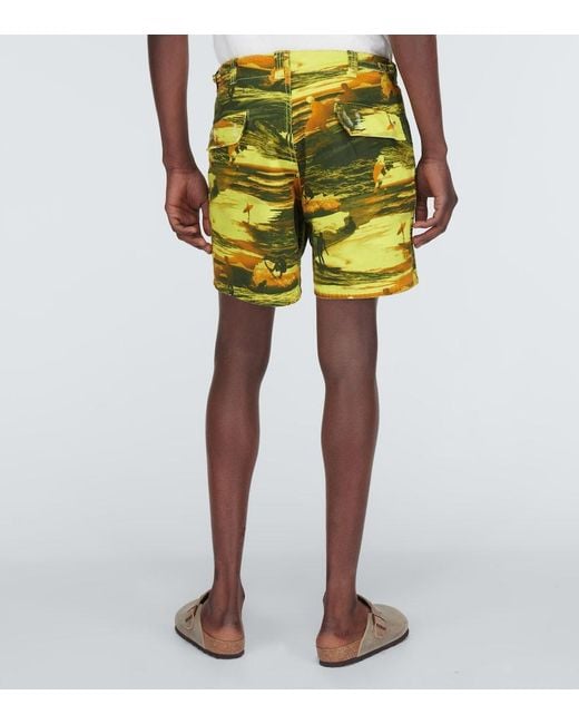 ERL Yellow Printed Cotton Shorts for men