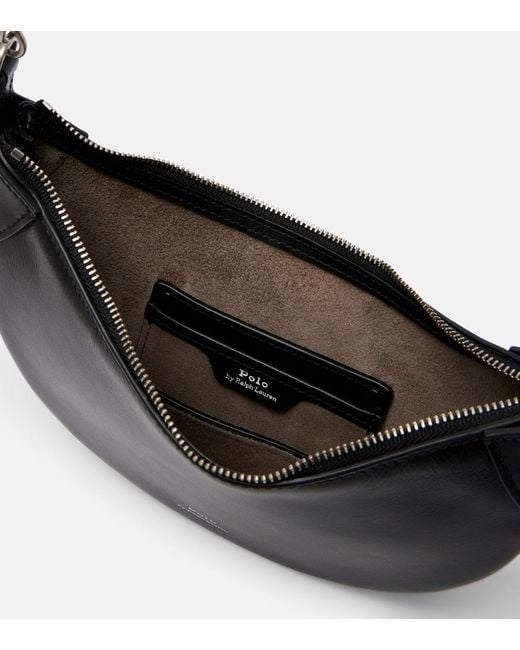 Polo Ralph Lauren Black Polo Id Mini Studded Leather Shoulder Bag